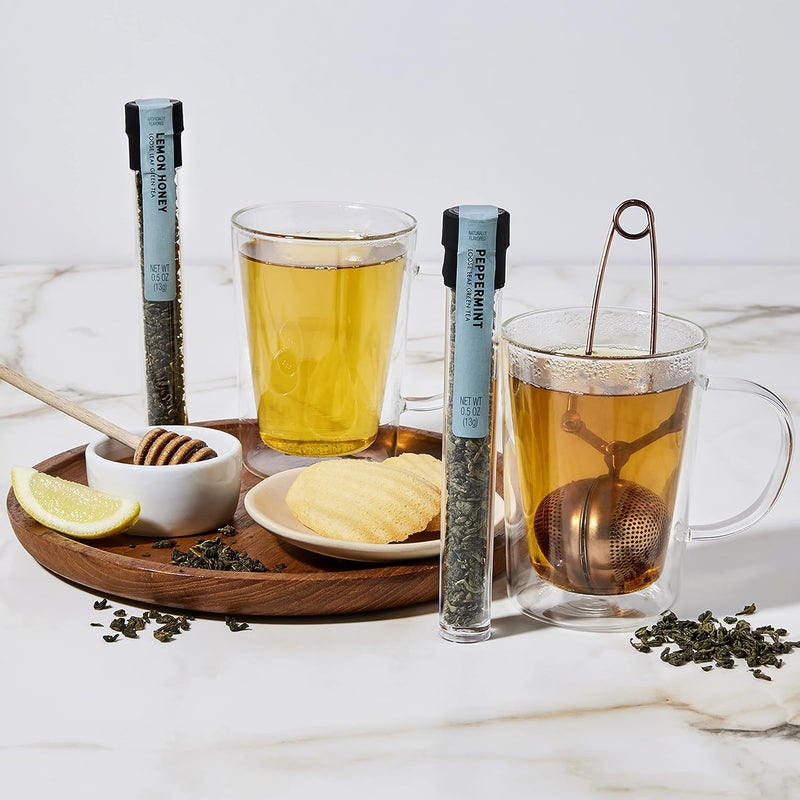 Thoughtfully Gourmet, Tea Therapy Infusion Gift Set, 7 Unique Flavors and Reusable Copper Ball Infuser, Loose Leaf Tea Set Flavors Include Peppermint, Jasmine, Vanilla Chai and More, Set of 7 - Image 2