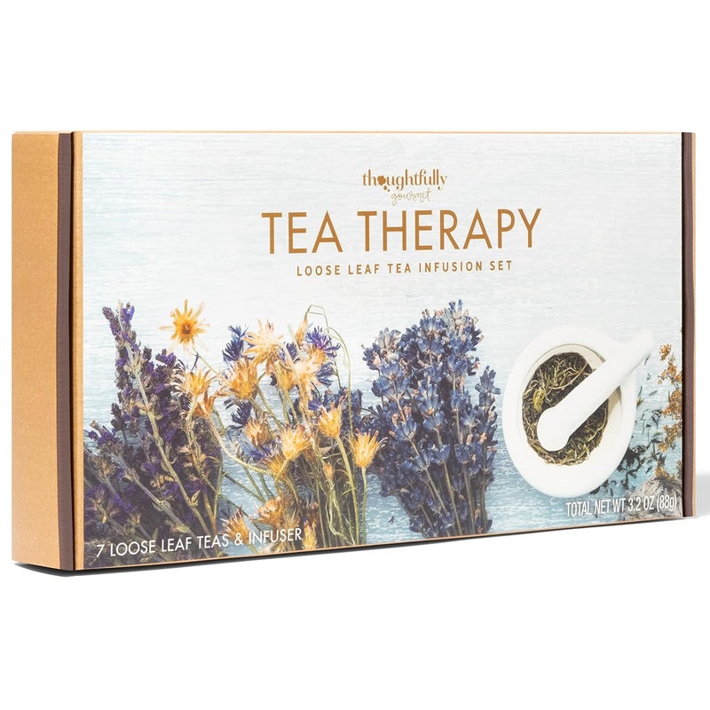 Thoughtfully Gourmet, Tea Therapy Infusion Gift Set, 7 Unique Flavors and Reusable Copper Ball Infuser, Loose Leaf Tea Set Flavors Include Peppermint, Jasmine, Vanilla Chai and More, Set of 7 - Image 5