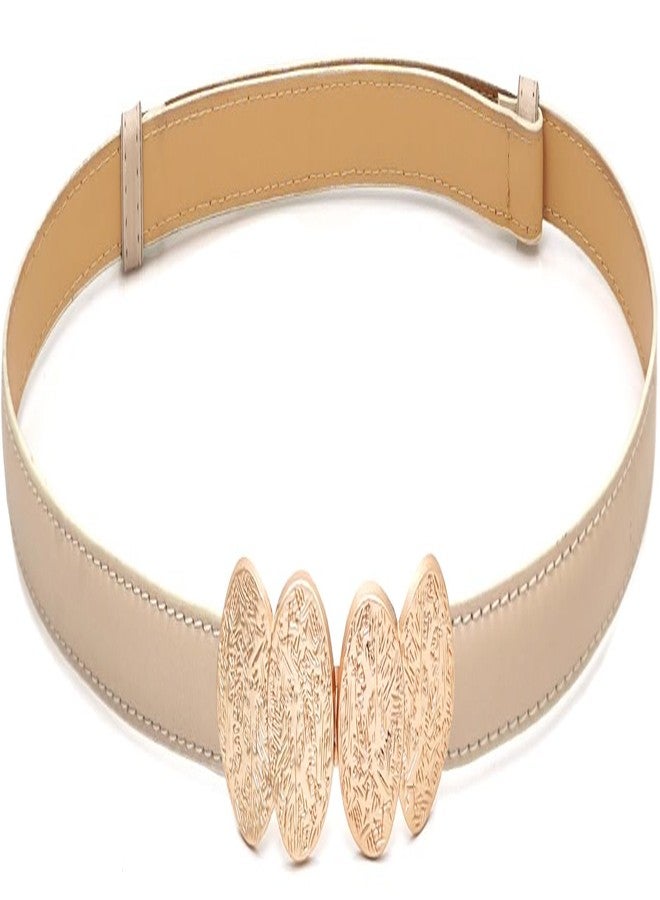 BAOKELAN Women Skinny Belts Thin PU Leather Waist Belt for Dresses Jeans with Gold Buckle Beige 100cm - Image 1