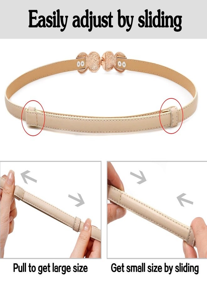 BAOKELAN Women Skinny Belts Thin PU Leather Waist Belt for Dresses Jeans with Gold Buckle Beige 100cm - Image 4