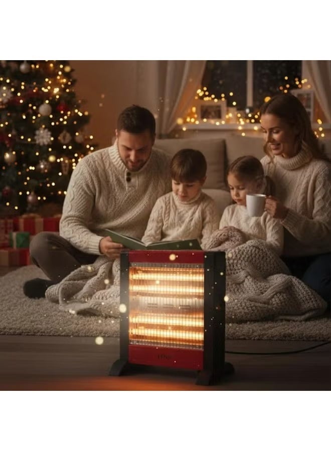 دينكس دفاية كهربائية مع 4 شمعات جهة واحدة 1200 واط متنقلة مع مفتاح تحكم بالحرارة , مدفأة كهربائية، وضعين تسخين مع حماية من الحرارة الزائدة، سخان كهربائي مع شبكة حماية، توزيع حرارة متوازن DX2636 - Image 2