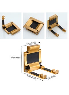 Excefore Foldable Hair Dryer Hanger, Blow Dryer Wall Mount Made of Aluminum Alloy, Adhesive Bathroom Hair Blow Dryer Organizer, Bathroom Hair Dryer Holder with Mounting Accessories (Gold)  - Image 5
