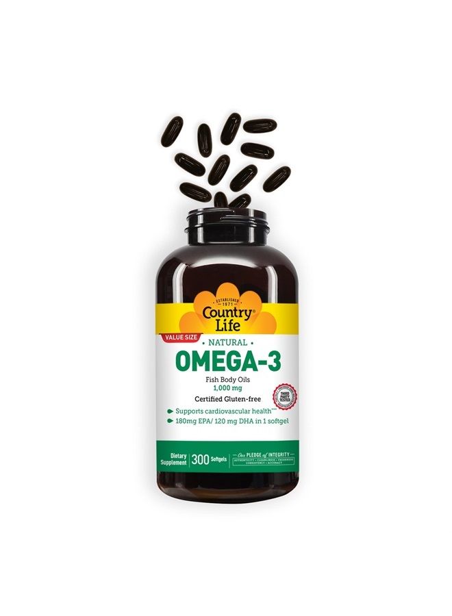Country Life Omega-3 Fish Body Oils 1000 mg, 300-Count - Image 3