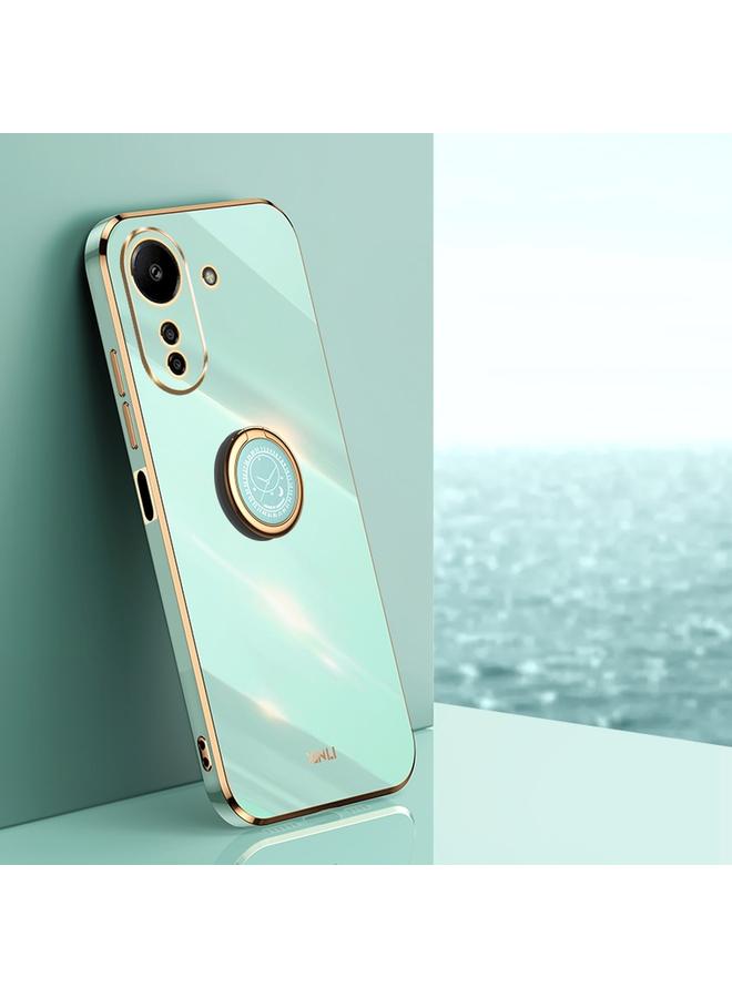 Case For Xiaomi Redmi 13C 4G Straight Edge 6D Electroplate TPU Phone Case with Ring Holder
