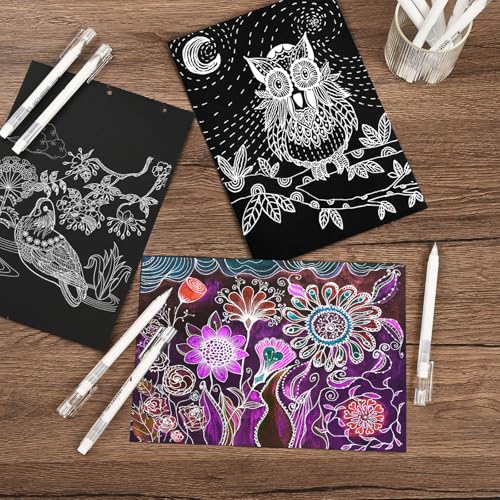 GETHPEN White Gel Pens,0.6/1.0mm Fine Point Gel Ink Pens,Opaque White Ink Pens for Black Paper Drawing, Sketching, Illustration, Card Making, Bullet Journaling,Pack of 6 - Image 5