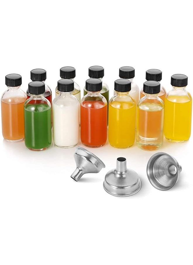 Generic Transparent Small Glass Bottle With Lid 3 Stainless Steel Funnels Boston Round Sample Bottle Mini Travel Bottle 6 Pieces 60Ml 2Oz  - Image 1