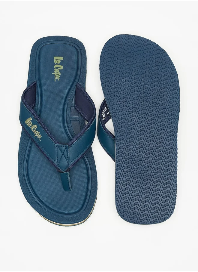 لي كوبر Men's Logo Embroidered Flip Flops