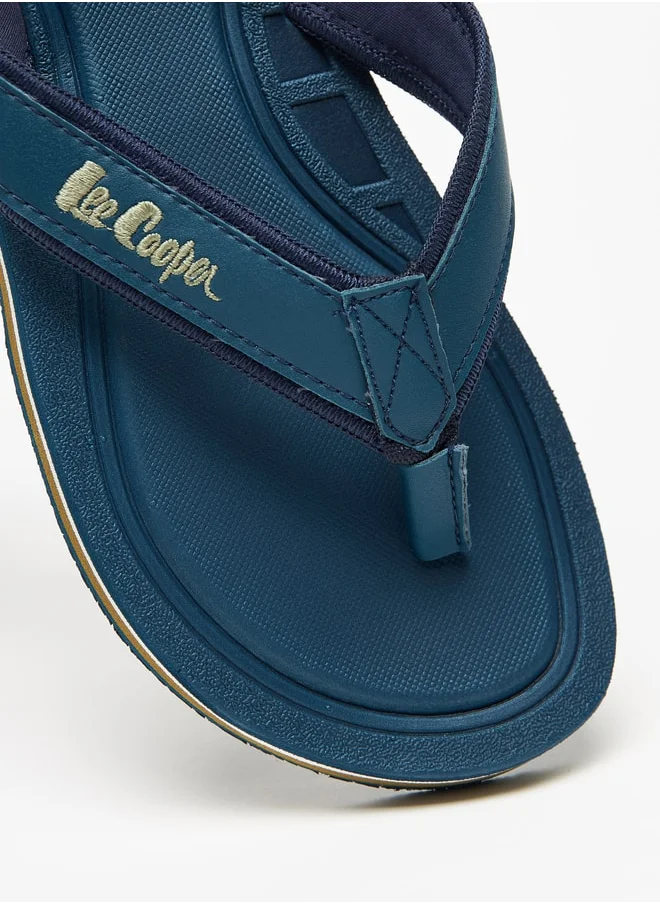 لي كوبر Men's Logo Embroidered Flip Flops