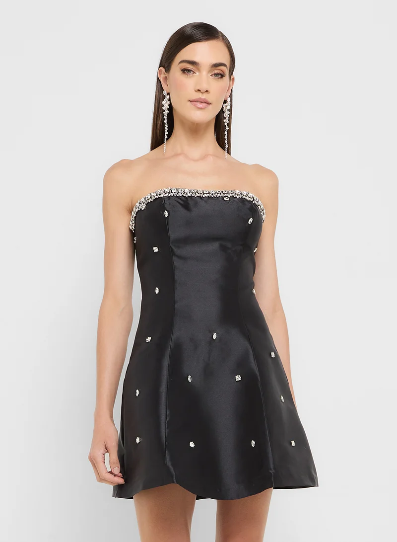 جينجر بوتيك eclat luxe bandeau diamante embelished a line dress