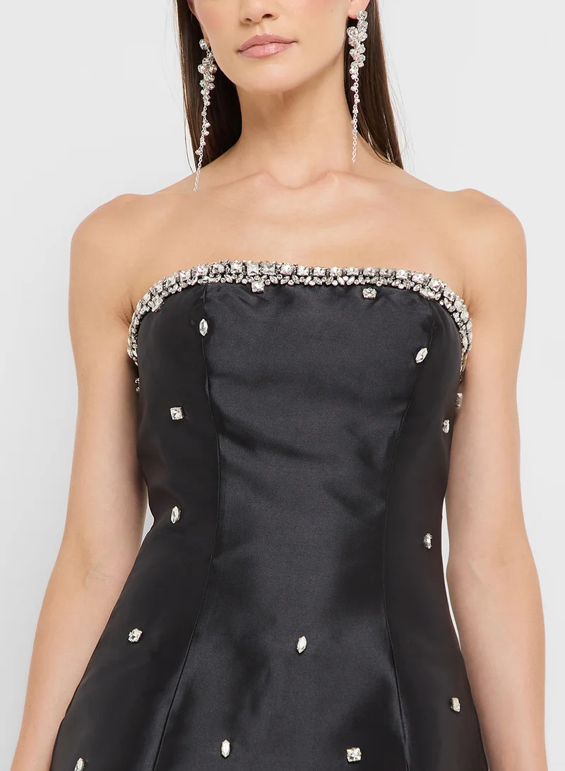 جينجر بوتيك eclat luxe bandeau diamante embelished a line dress
