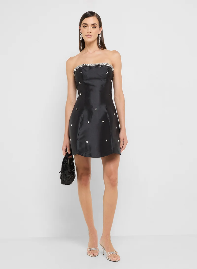Ginger Boutique eclat luxe bandeau diamante embelished a line dress