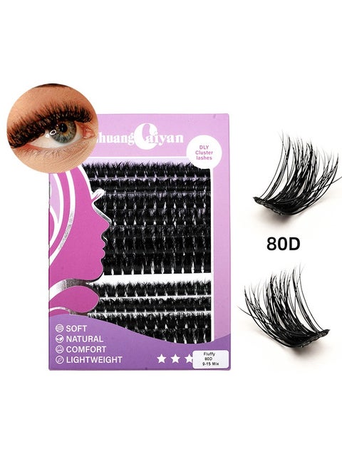 Segmented False Eyelashes Clusters, Segmented Corner Lashes, Fluffy and Hairy C, D Curl Anime Lash, Eyelash Extensions DIY Clusters Lashes，Eyelash Extension 9-15mm