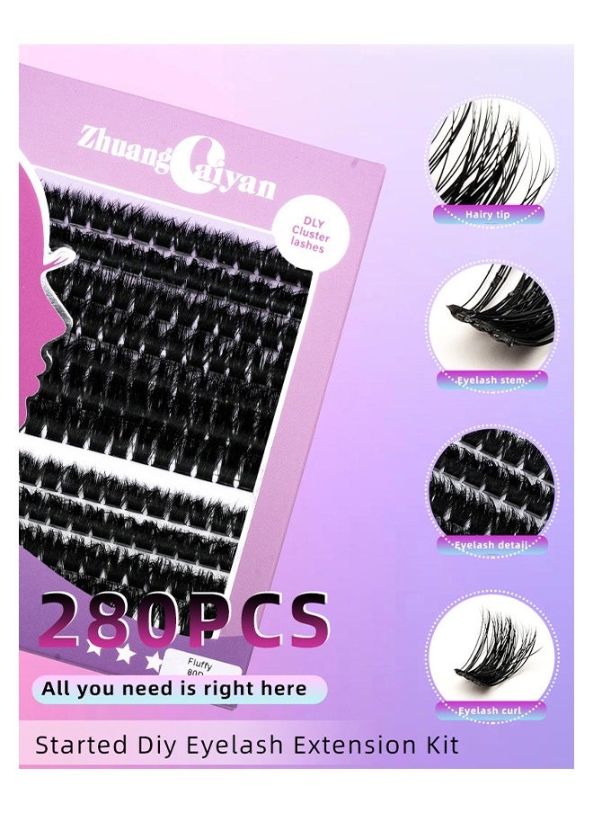 Generic - Segmented False Eyelashes Clusters, Segmented Corner Lashes, Fluffy and Hairy C, D Curl Anime Lash, Eyelash Extensions DIY Clusters Lashes，Eyelash Extension 9-15mm - Image 1