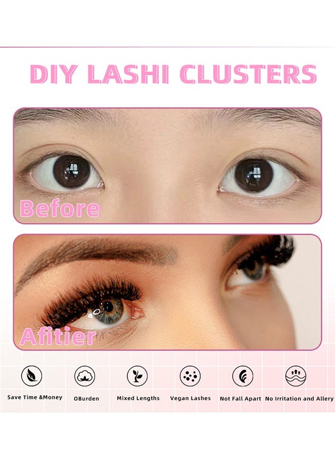 Generic - Segmented False Eyelashes Clusters, Segmented Corner Lashes, Fluffy and Hairy C, D Curl Anime Lash, Eyelash Extensions DIY Clusters Lashes，Eyelash Extension 9-15mm - Image 1