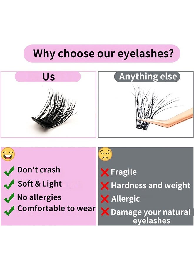 Generic - Segmented False Eyelashes Clusters, Segmented Corner Lashes, Fluffy and Hairy C, D Curl Anime Lash, Eyelash Extensions DIY Clusters Lashes，Eyelash Extension 9-15mm - Image 1