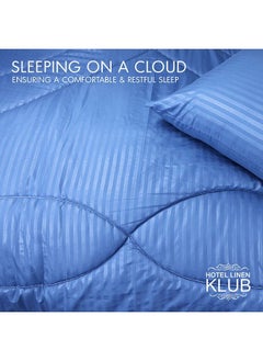 Hotel Linen Klub Down Alternative Comforter  Set -Ultra Soft Brushed Stripe Microfiber Fabric, 200GSM Soft Fibersheet Filling, Size : King  240 x 260cm , Color: Royal Blue  - Image 4