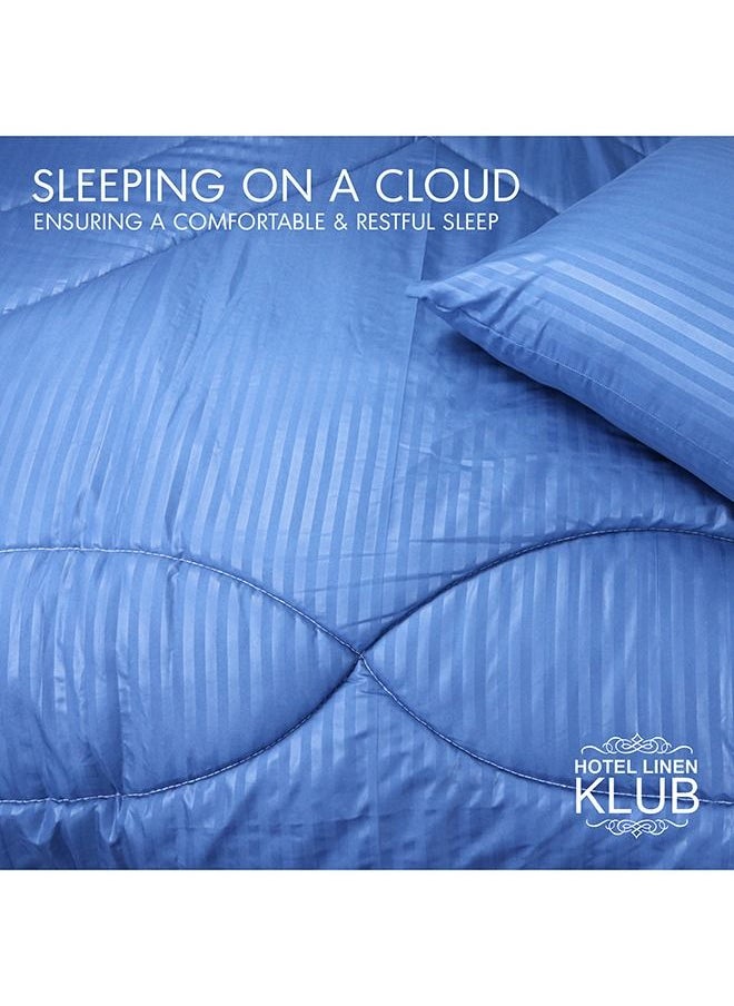 Hotel Linen Klub - Down Alternative Comforter  Set -Ultra Soft Brushed Stripe Microfiber Fabric, 200GSM Soft Fibersheet Filling, Size : King  240 x 260cm , Color: Royal Blue - Image 1