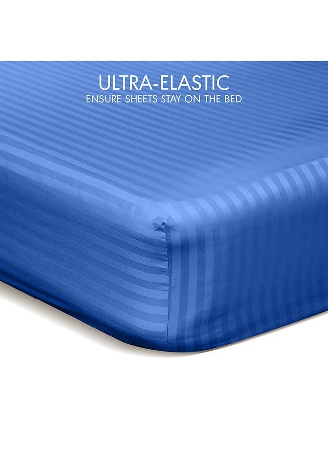 Hotel Linen Klub - Down Alternative Comforter  Set -Ultra Soft Brushed Stripe Microfiber Fabric, 200GSM Soft Fibersheet Filling, Size : King  240 x 260cm , Color: Royal Blue - Image 1