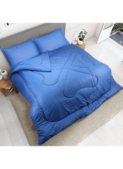 Hotel Linen Klub Down Alternative Comforter  Set -Ultra Soft Brushed Stripe Microfiber Fabric, 200GSM Soft Fibersheet Filling, Size : King  240 x 260cm , Color: Royal Blue  - Image 3