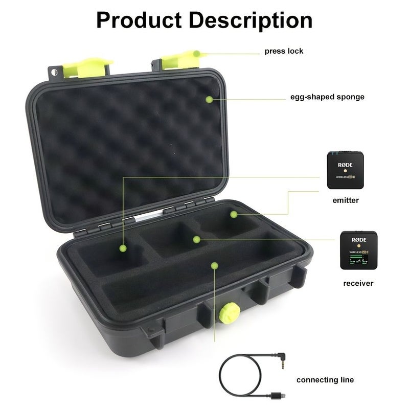 Black Multislot Wireless Microphone Organizer Case Hard Shell Storage - Image 4