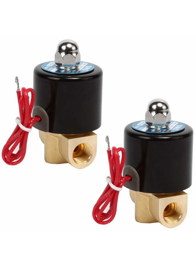 2W025-N08/DC12V 1/4"NPT Brass Electric Solenoid Valve Normally Closed Water, Air, Diesel (2PCS)