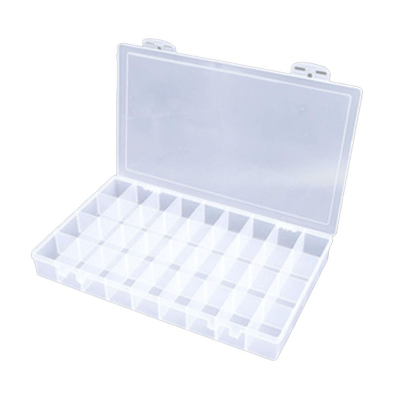 Feadily 1PCS 36 Grids Large Plastic Organizer Box with Dividers, Compartment Organizer Box for Nail Accessories/Screw/Sewing Arts and Oil Paint, Bead Storage Containers 14.9" x 9.2" x 1.9" (Clear) - Image 1