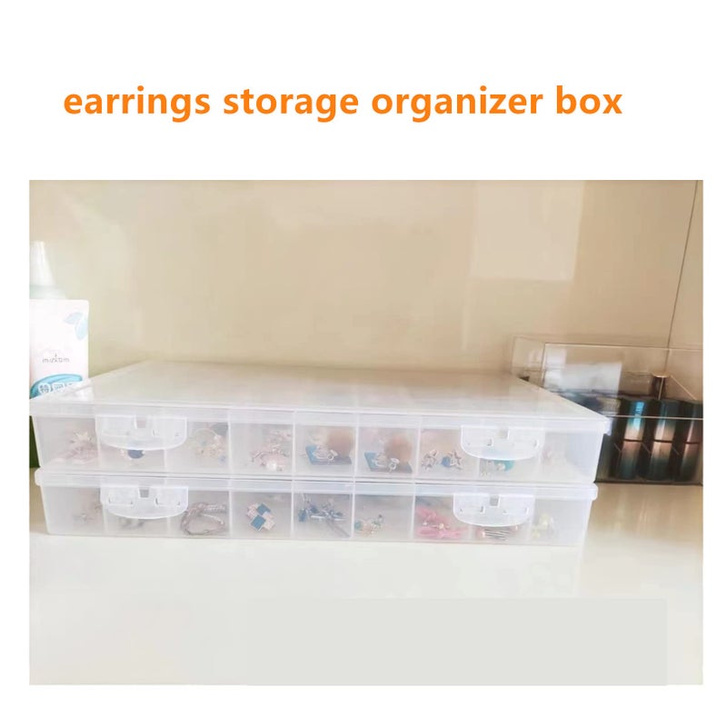 Feadily 1PCS 36 Grids Large Plastic Organizer Box with Dividers, Compartment Organizer Box for Nail Accessories/Screw/Sewing Arts and Oil Paint, Bead Storage Containers 14.9" x 9.2" x 1.9" (Clear) - Image 3