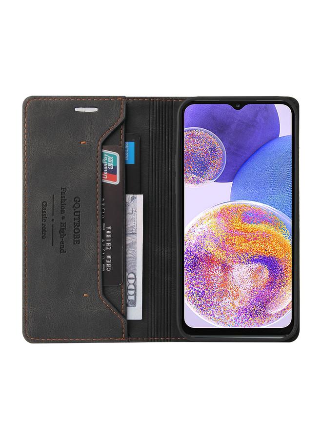 اس-توب جراب لهاتف Samsung Galaxy A23 مصنوع من الجلد المقاوم للسرقة مع حامل قابل للطي أفقيًا - Image 4