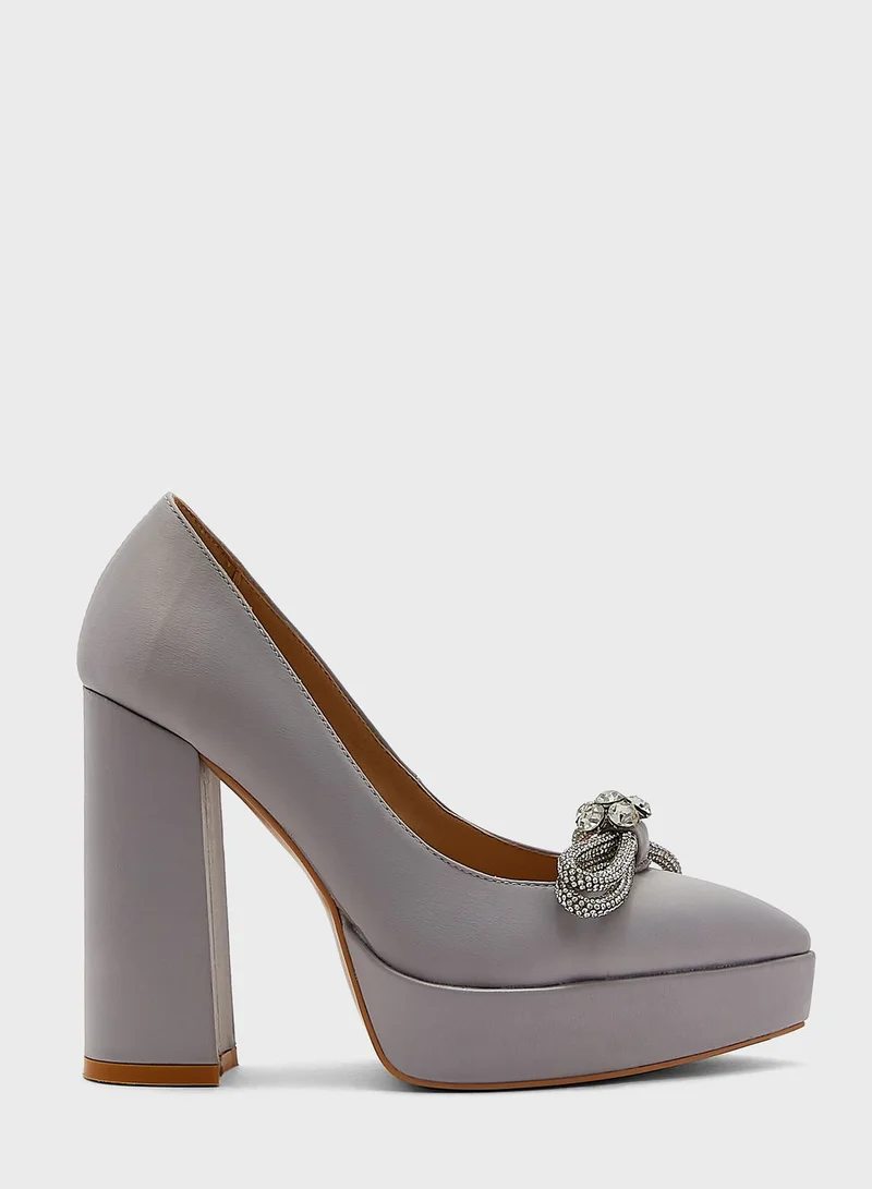 Khizana Jewelled Bow Satin Platform Pump