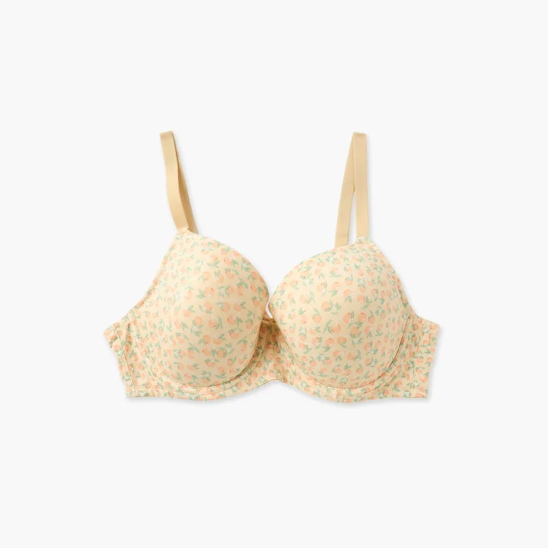 Splash FAV Printed Wired Demi Bra with Hook and Eye Closure