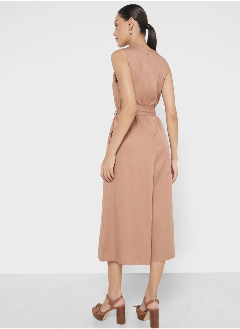 French Connection Wide Leg Belted Jumpsuit