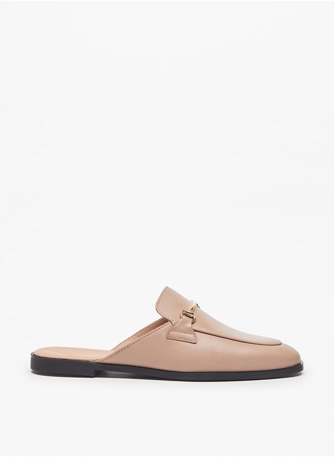 Celeste - Womens Solid Slip-On Mules With Metal Accent - Image 1