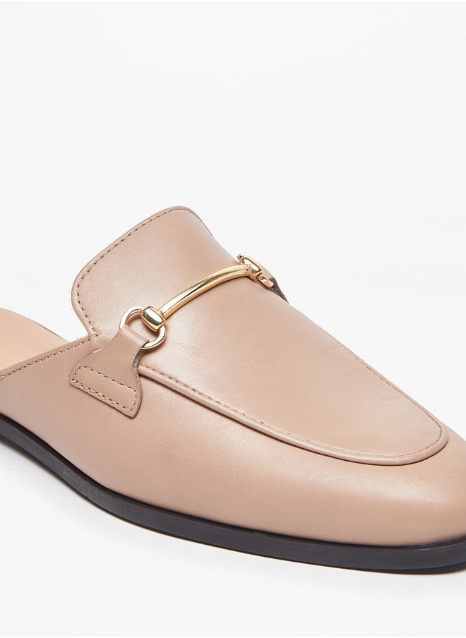 Celeste - Womens Solid Slip-On Mules With Metal Accent - Image 1