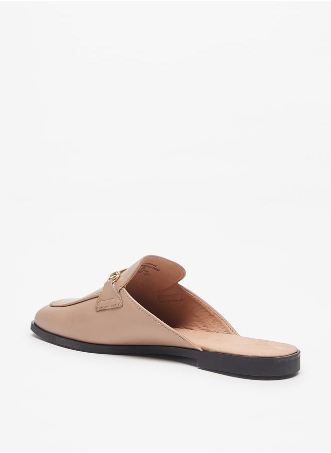 Celeste - Womens Solid Slip-On Mules With Metal Accent - Image 1