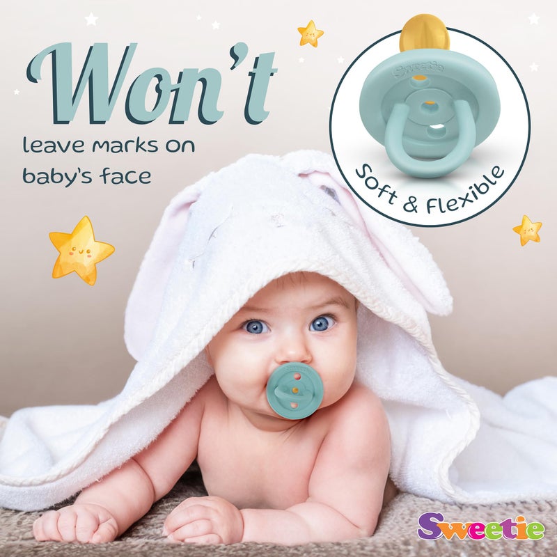 SWEETIE Rubber Pacifier Natural Rubber Pacifier Rounded Turquoise Medium 6-12 Month - Image 5