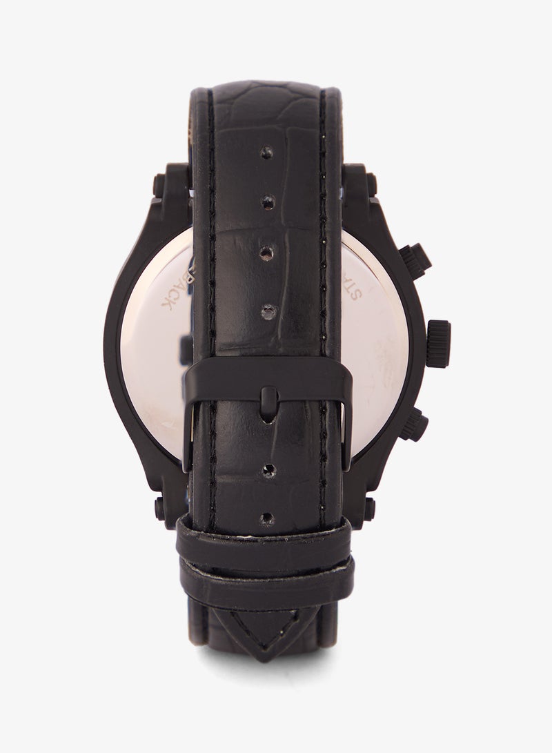 روبرت وود ساعة يد جلد بتصميم جلد التمساح - Image 4