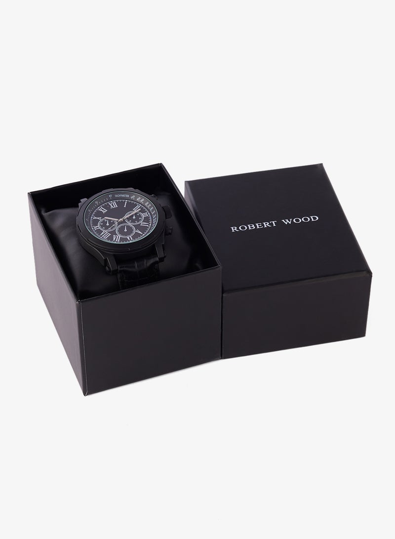 روبرت وود ساعة يد جلد بتصميم جلد التمساح - Image 5