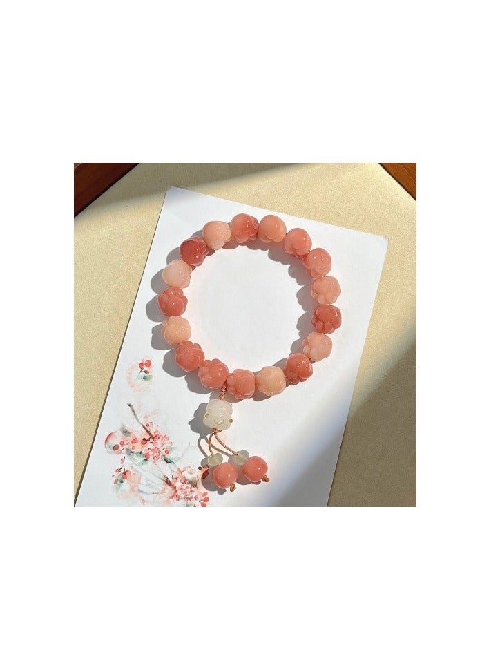 Exquisitely carved cute cat paw shaped handheld pendant bead bracelet natural bodhi fruit bracelet