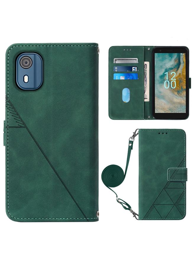 S-TOP Case For Nokia C02 TA-1522 Crossbody 3D Embossed Flip Leather Phone Case - Image 1