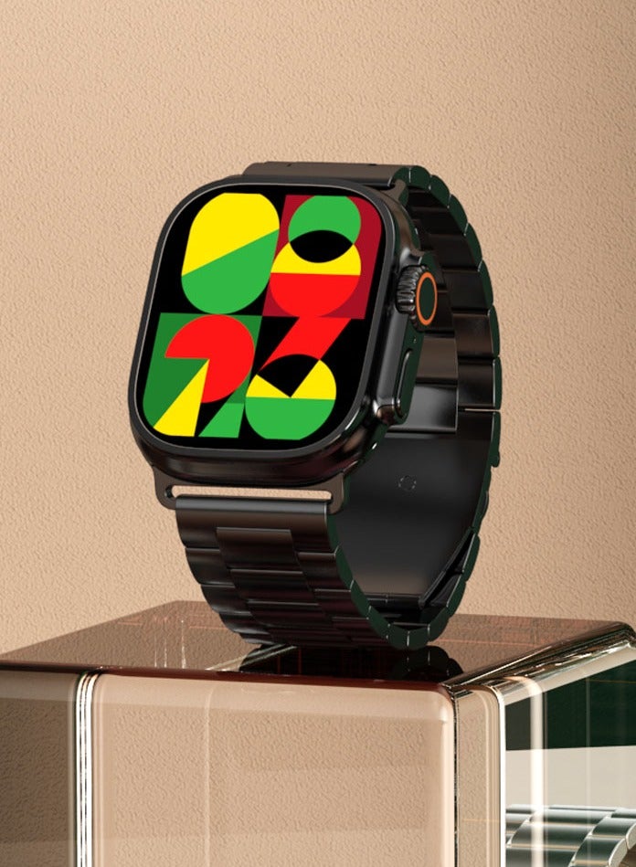 modio Ultra 2 2.3 Inch Full Screen AMOLED Display Smart Watch With 4 Pair Straps and Wireless Charger Designed For Men's and Boys Black - Image 4