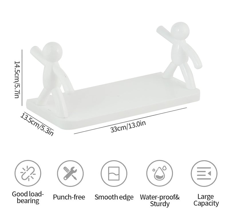 DOOMSDAY Kitchen and Bathroom Shelf, Self Adhesive Non-Drilling Wall-Mounted Storage Rack, Self Adhesive Stand for Soap, Liquid Bottles, and Spices, Plastic Floating Shelf - Image 3