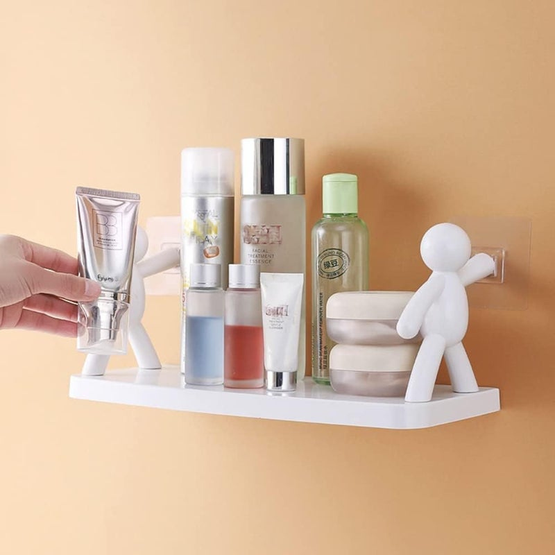 DOOMSDAY Kitchen and Bathroom Shelf, Self Adhesive Non-Drilling Wall-Mounted Storage Rack, Self Adhesive Stand for Soap, Liquid Bottles, and Spices, Plastic Floating Shelf - Image 1