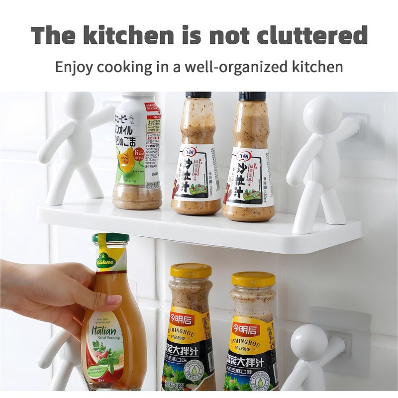 DOOMSDAY Kitchen and Bathroom Shelf, Self Adhesive Non-Drilling Wall-Mounted Storage Rack, Self Adhesive Stand for Soap, Liquid Bottles, and Spices, Plastic Floating Shelf - Image 5