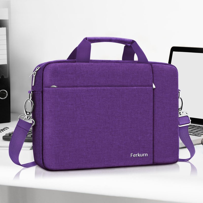 Ferkurn Laptop Bag Case for Women Men Computer Bag Compatible with HP Envy Pavilion Omen/LG Gram/MSI/Dell Inspiron XPS/Lenovo/Acer, Shoulder Strap Carrying Messenger Briefcase, Purple, 17 17.3 Inch - Image 2