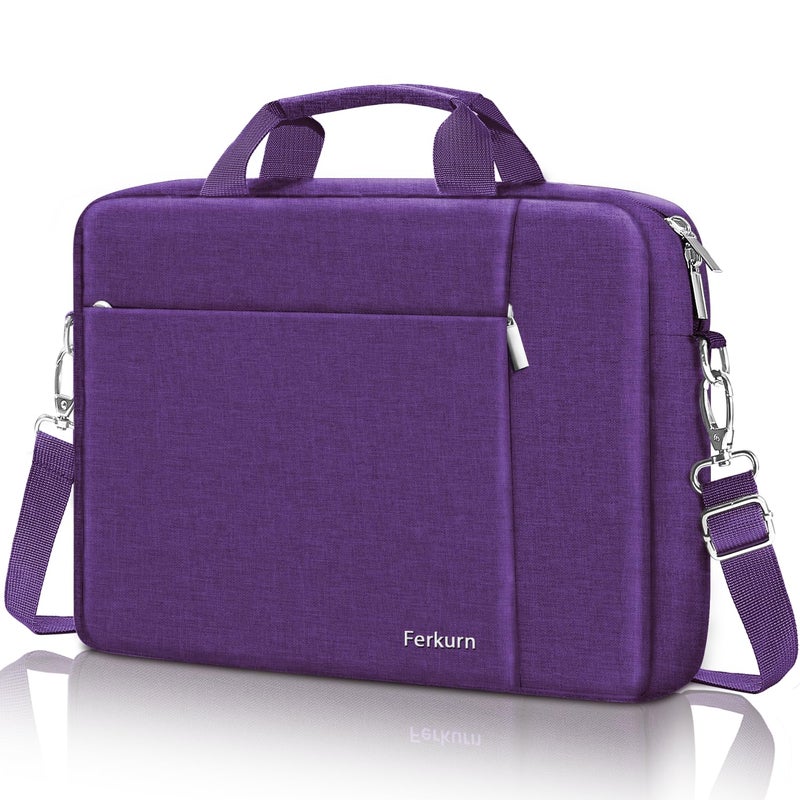 Ferkurn Laptop Bag Case for Women Men Computer Bag Compatible with HP Envy Pavilion Omen/LG Gram/MSI/Dell Inspiron XPS/Lenovo/Acer, Shoulder Strap Carrying Messenger Briefcase, Purple, 17 17.3 Inch - Image 1