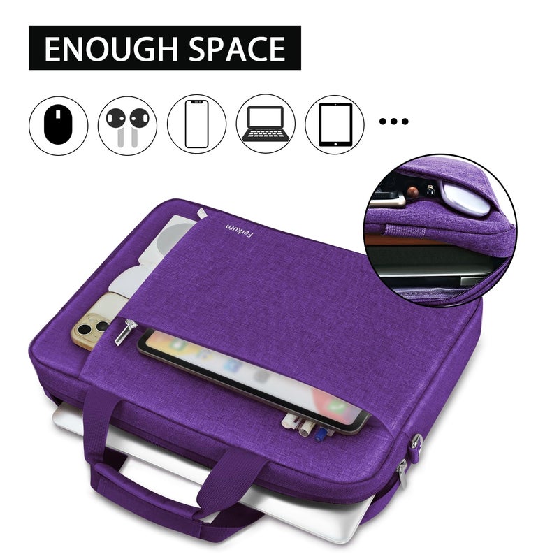 Ferkurn Laptop Bag Case for Women Men Computer Bag Compatible with HP Envy Pavilion Omen/LG Gram/MSI/Dell Inspiron XPS/Lenovo/Acer, Shoulder Strap Carrying Messenger Briefcase, Purple, 17 17.3 Inch - Image 4