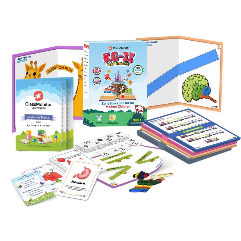 ClassMonitor KG 2 Annual Learning Kit for Kids 4 5 6 Years | 300+ Worksheets, Flashcards, DIY Activities | English, Math, Rhymes, Stories & Brain Games | Educational Gift Pack for Preschoolers - Image 2