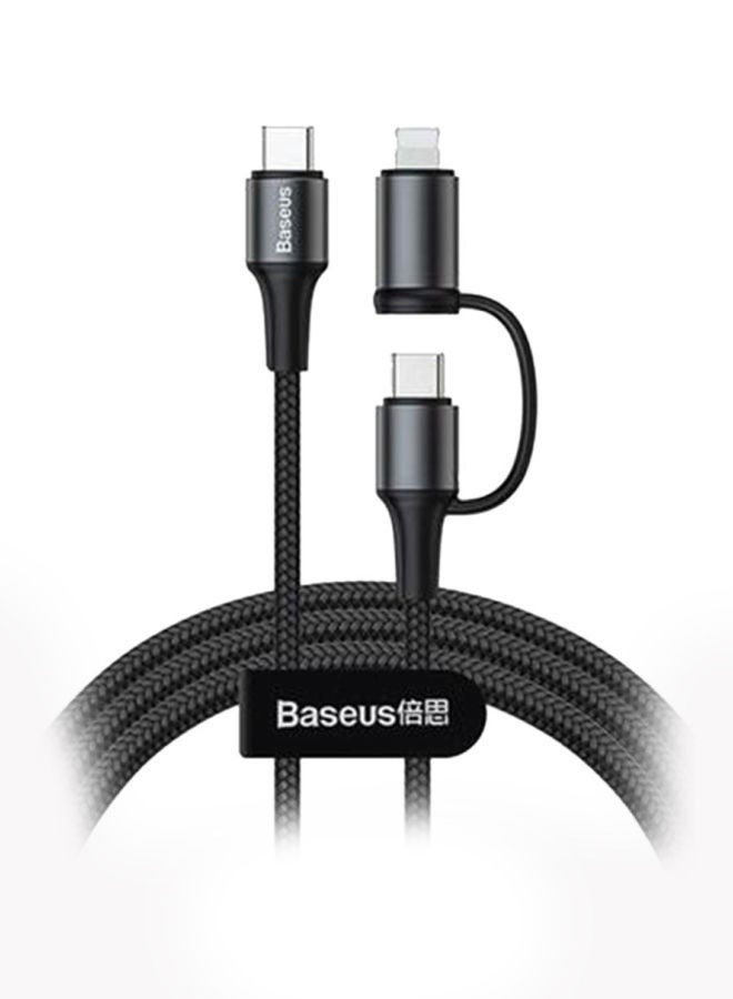 NIBEMINENT 2-In-1 Type-C To Data Cable Black/Silver/White