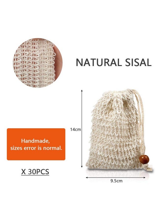 BUYGO Uygoo 30 Pack Soap Exfoliating Bag Natural Soap Saver Hand Made Sisal Mesh Soap Bag Bar Soap Bag With Drawstring For Bath & Shower Use - Image 3