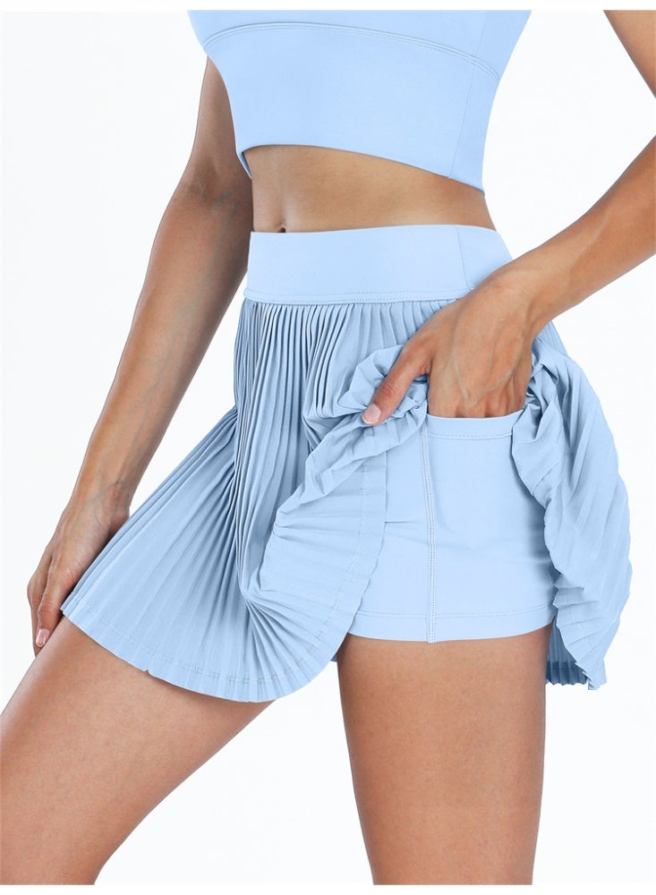 عام مطوي تنورة تنس للنساء مع جيوب السراويل النسائية عالية الخصر خفيفة الوزن رياضية جولف سكورتس التنانير - Image 1